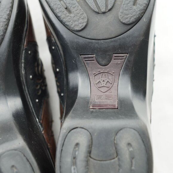 Ariat Brown Leather Western Slip-On Clogs Mules Size 7.5B - Picture 9 of 10